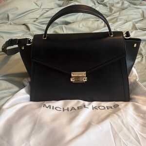 Michael Kors Black Satchel with Gold Accents